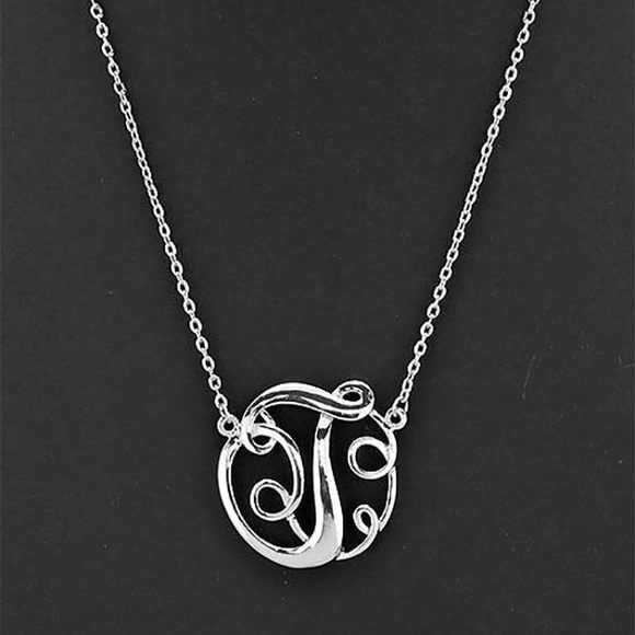 Letter “T” Monogram Script Necklace Set - Picture 2 of 3